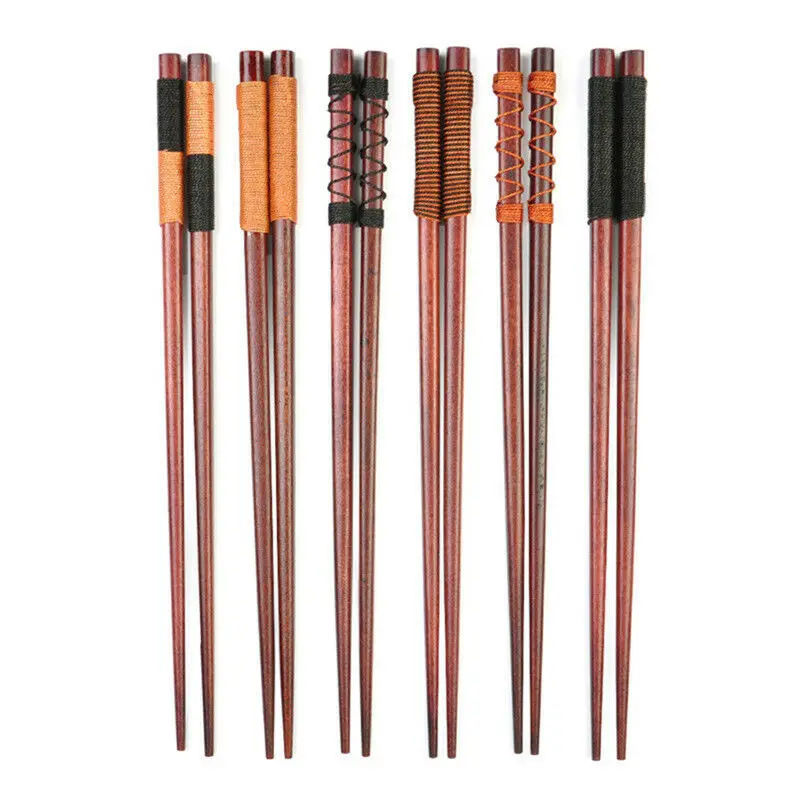 

6 Pairs Wooden Chopsticks Handmade Classic Japanese Natural Food Wood Gift Set