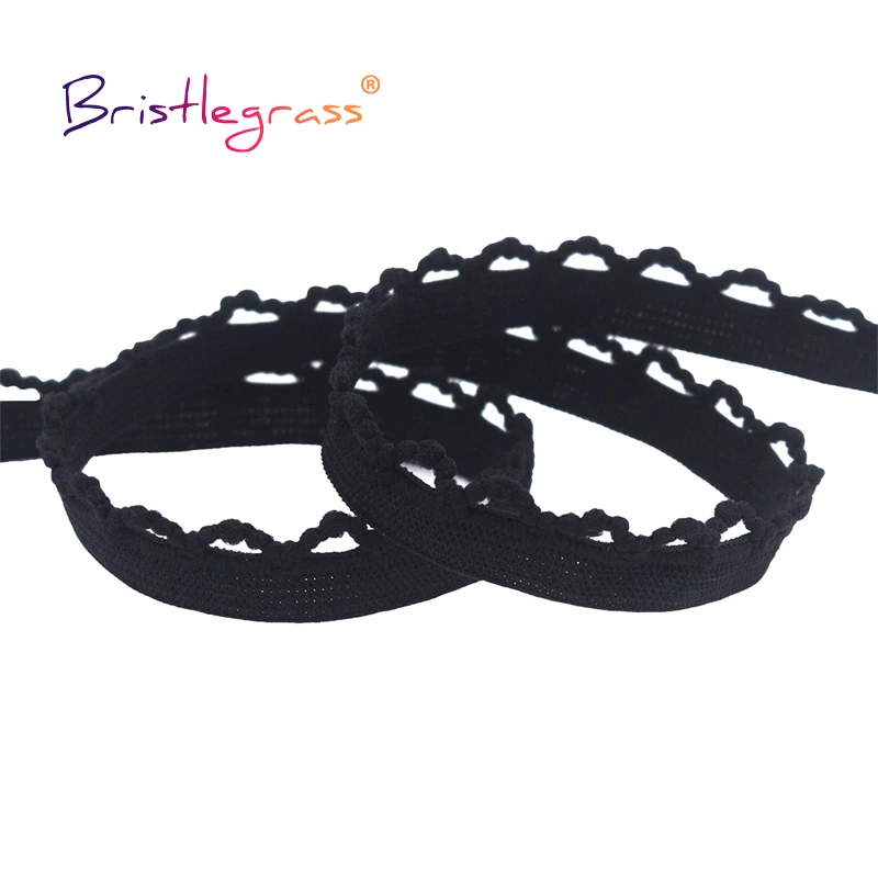 

BRISTLEGRASS 50 100 Yard 3/8" 10mm Picot Loop Lace Trim Elastics Decorative Frilly Spandex Bands Underwear Lingerie Sewing Craft