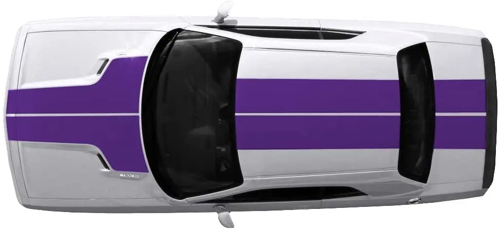 

Factory Crafts THood Roof & Trunk Stripes Graphics Kit 3M Vinyl Decal Wrap Compatible with Dodge Challenger 20082013 Purple