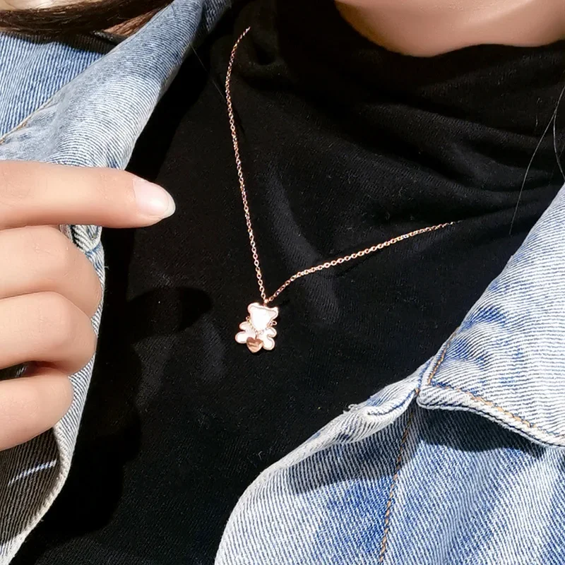 Милое корейское стильное ожерелье из титановой стали женское элегантное с