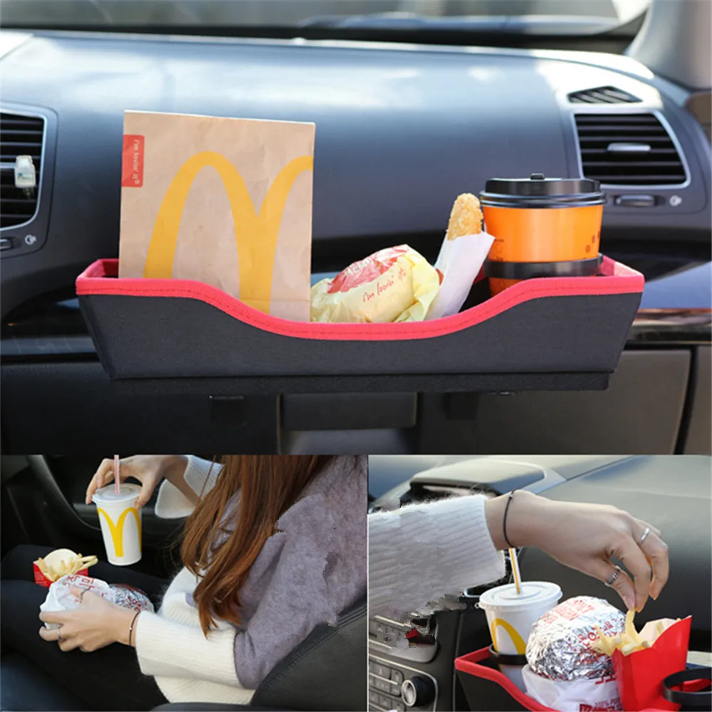 Car Cup Holder Table For Drink Food Tray Holder Desk Stand Mount Car Seat Back Meal Tray Foldable Cafee Desk Table Stand