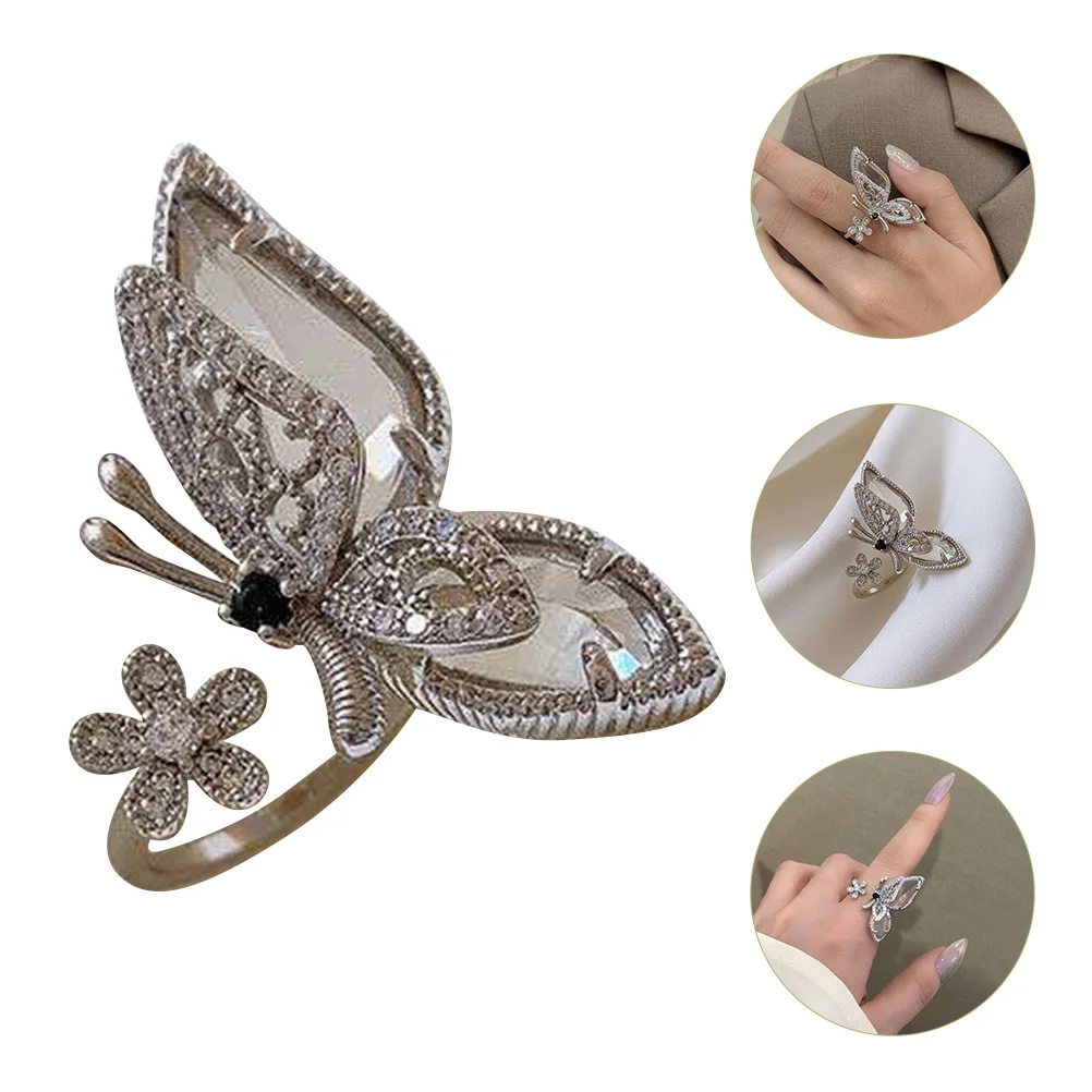 

Open Ring Butterflies Ring Adjustable Finger Ring Fashion Ring Decor