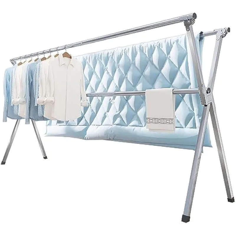 

Vikaqi Clothes Drying Rack 79 Inches Folding Indoor Outdoor, Drying Rack Clothing Collapsible, Foldable Laundry Drying Rack,