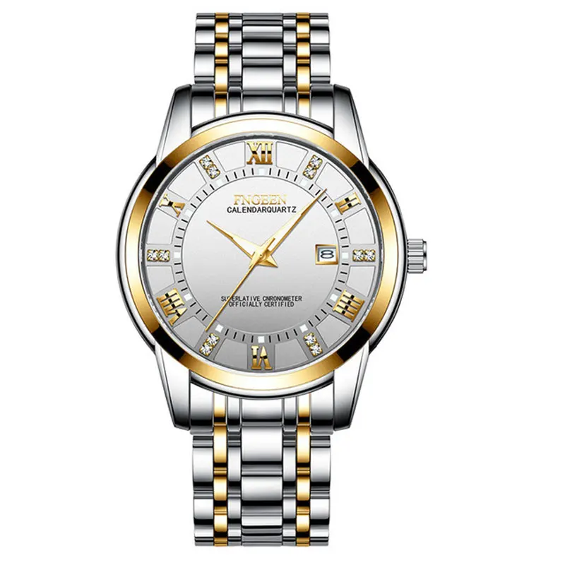 

FNGNEE Men Fashion Business Clock Crystal Full Steel Watch Waterproof Casual Date Quartz Wristwatch Relogio Masculino S2081