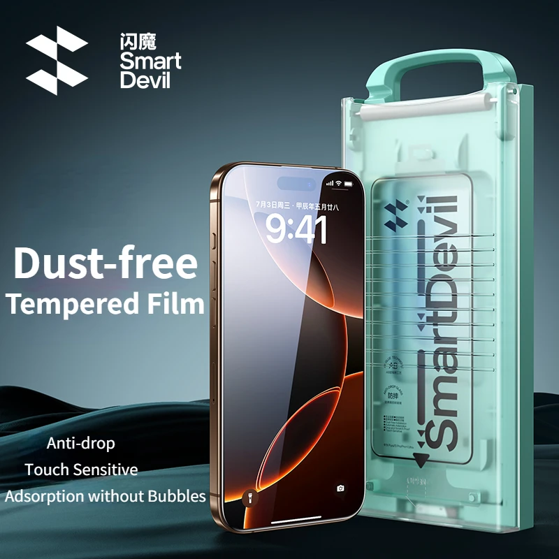 Закаленное стекло SmartDevil для iPhone 16 ProMax 16Pro защита экрана без пыли HD