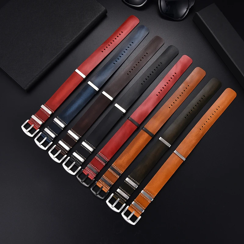 

High Quality Soft Leather Nato Watch Strap 18mm 20mm 22mm 24mm Zulu Watch Band Stainless Steel Buckle Wrist Straps Bracelets