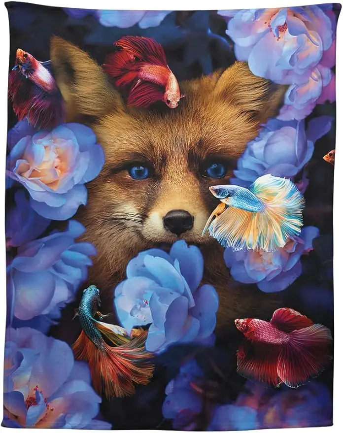 Zomer Manta suave y cálida de 150x200 см con estampado zorro hadiahado одеяло для пикника пледы корaline