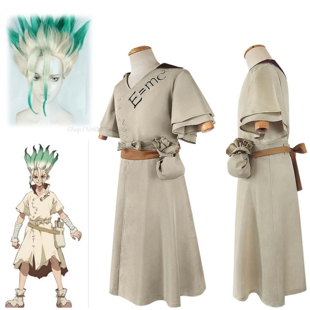 Костюм для косплея из аниме Dr Stone Senku Ishigami парик Хэллоуина Рождества карнавала