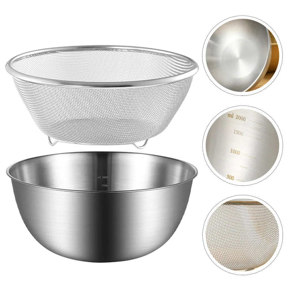 

Strainer Washing Bowl Kitchen Colander Stainless Steel Rice Salad Grain Set Colanders Strainers Basket