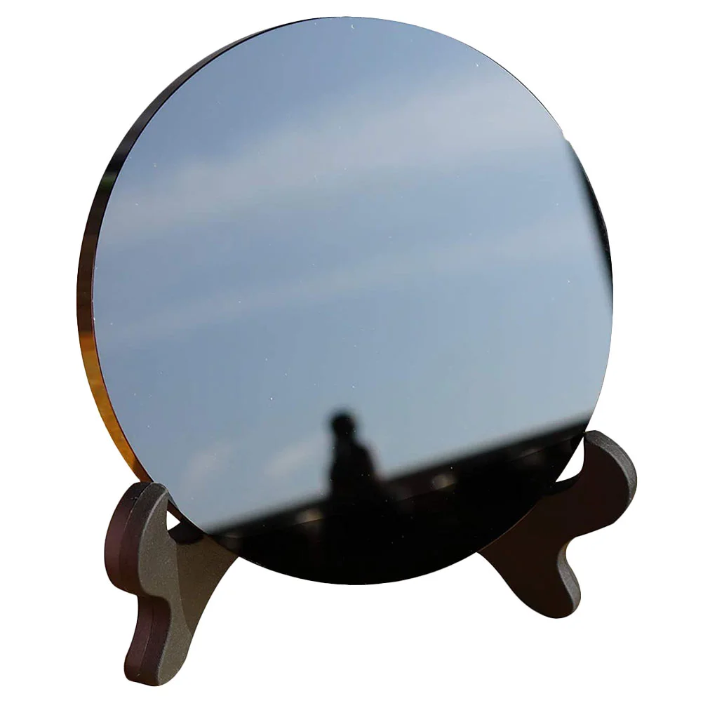 

Mirror Aesthetic Black Decor Fortune Scrying Mirror Brackets Shelves Gothic Circle Disc Obsidian Plate Table Centerpiece