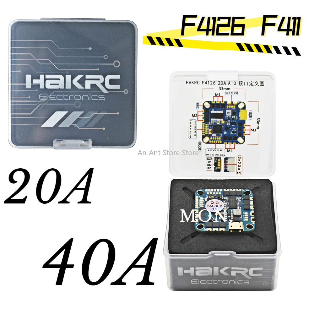 Контроллер полета HAKRC F4126 F411 AIO ICM42688 BLHELI_S 20A/40A ESC встроенный OSD барометр Датчик тока 2-6S для РУ FPV дрона Контроллер полета HAKRC F4126 F411 AIO ICM42688 BLHELI_S 20A/40A ESC встроенный OSD барометр Датчик тока 2-6S для РУ FPV дрона