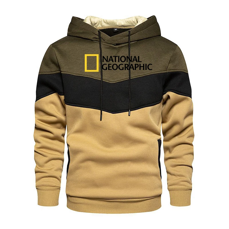 

Fall/Winter New National Geographic Hoodie Men's Survey Explorer Top Hoodie Men's Fashion Outdoor Color Block Sweatshirt