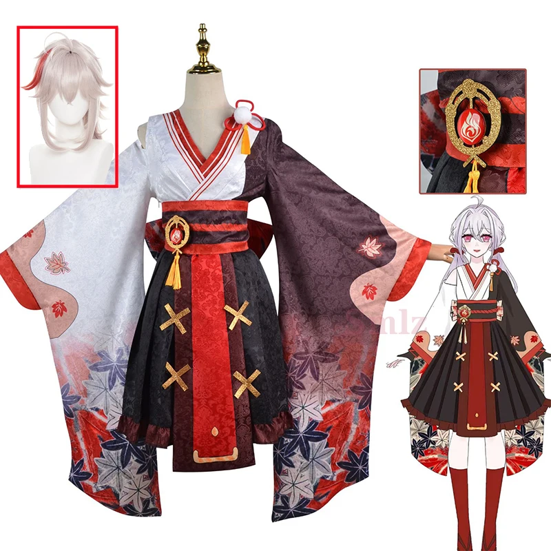 

Kaedezuha Cosplay Anime Genshin Impact Cosplay Costume Dress Women's Kimono Sets Halloween Party Female Samurai Clothing: