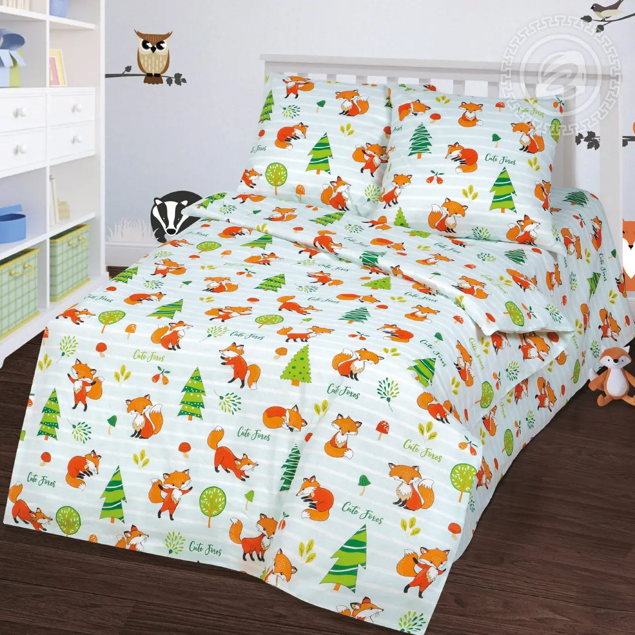 Комплект постельного белья из бязи для детей Лисята
