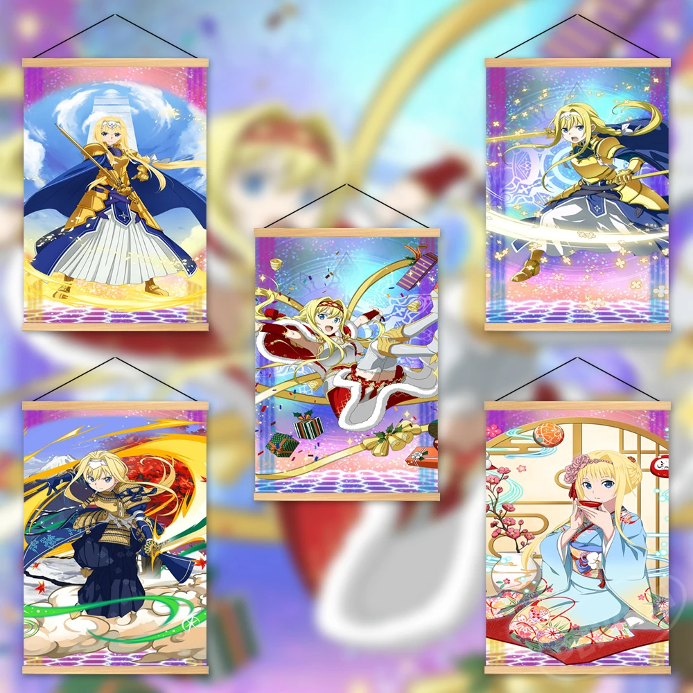 

Холст Аниме домашний декор японский постер Алиса печать картины настенный меч искусство онлайн деревянная подвесная картина прикроватный ...