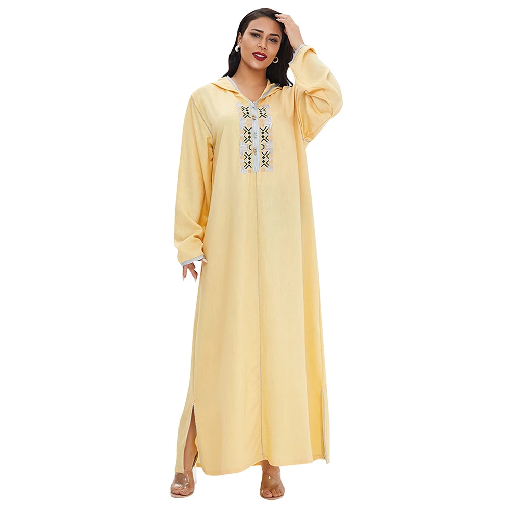 Женское платье Дубай, арабское, мусульманское, абайя, женское осеннее платье 2022, марокканский кафтан с капюшоном, женское мусульманское пла...