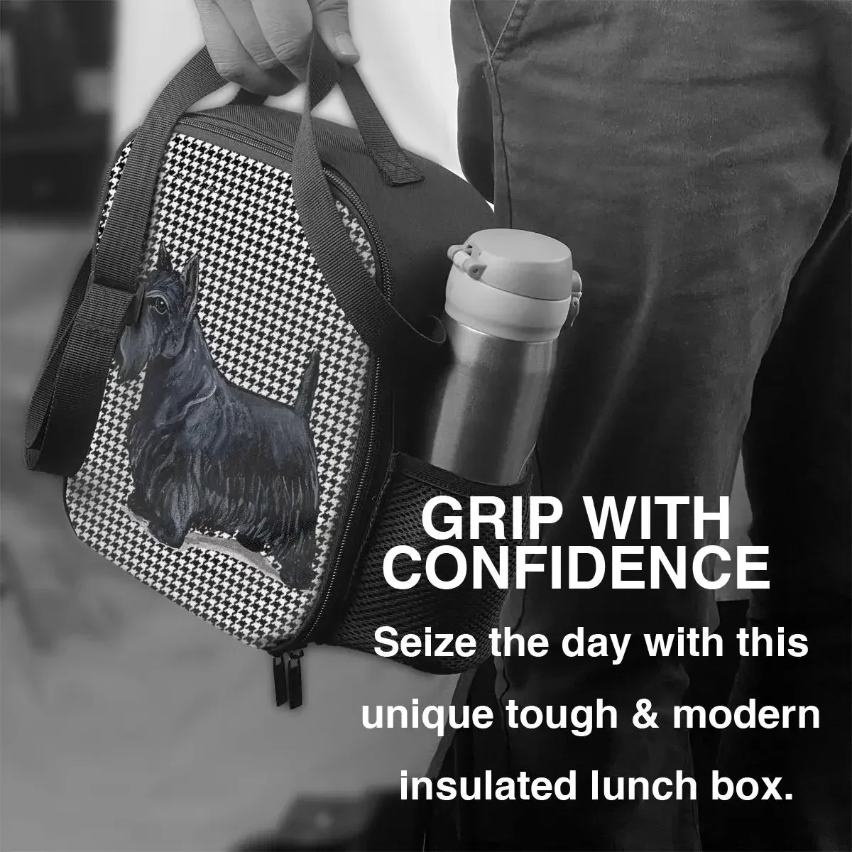 Шотландский терьер изолированная обеденная сумка с рисунком гусиные лапки для