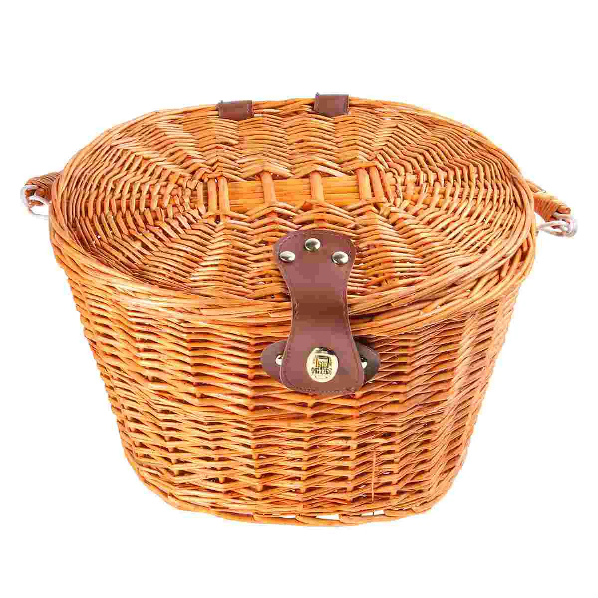 

1PC Basket Wicker Front Handlebar Rustic Bike Basket for Handbag Schoolbag Pets