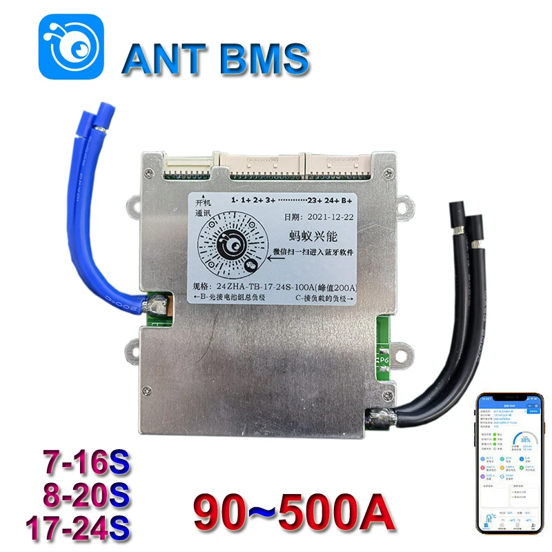 

Ant BMS 8-20S Bluetooth Smart BMS с балансировкой Li-Ion LiFePo4 LTO 18650 Защитная плата для аккумулятора Ebike 7S-16S / 17-24S APP