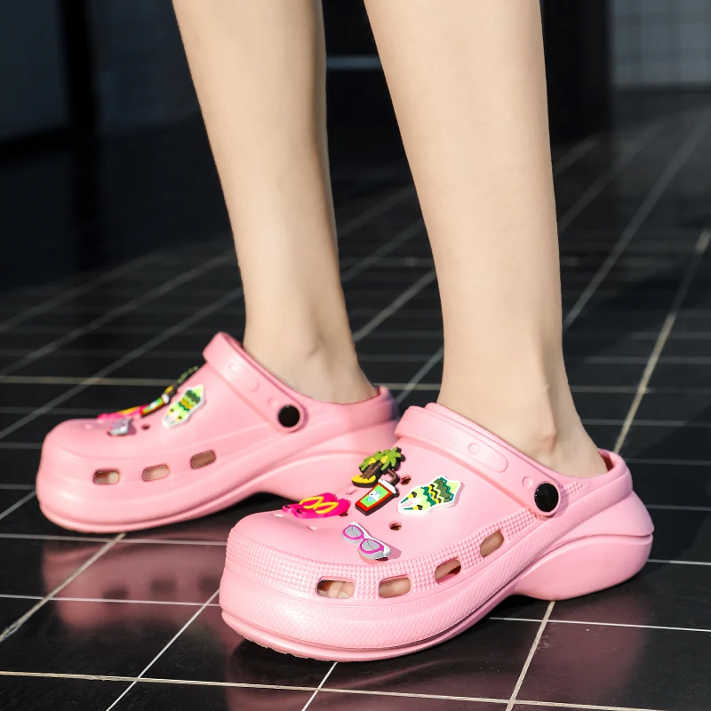 

Женские Классические сандалии на платформе, розовые пляжные шлепанцы на плоской подошве, повседневные сандалии для ванной и сада, 2022