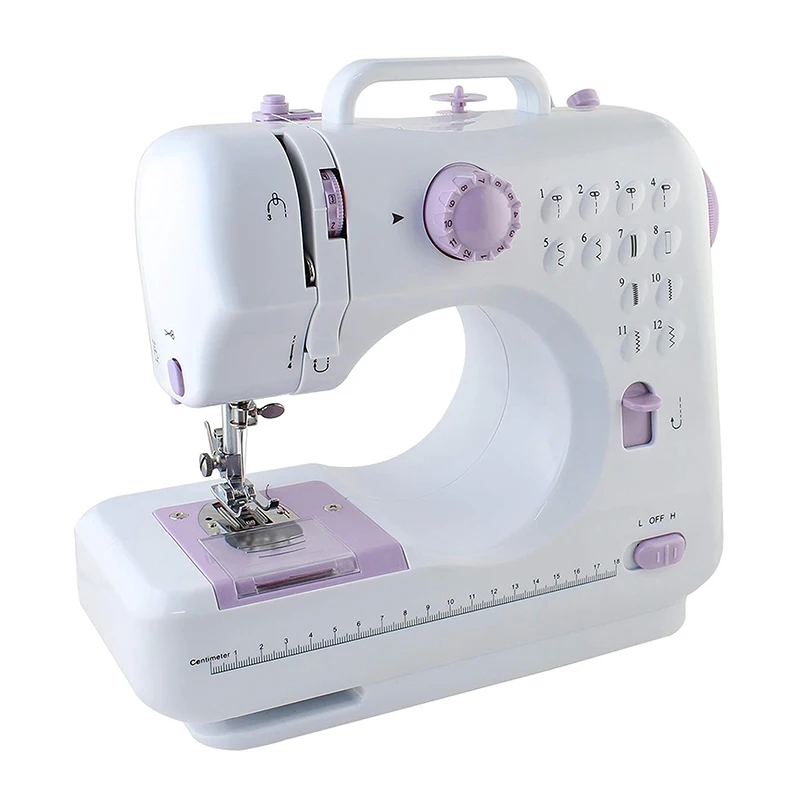Portable Sewing Machine Mini Electric Household Crafting Mending Overlock 12 Stitches with Presser Foot Pedal
