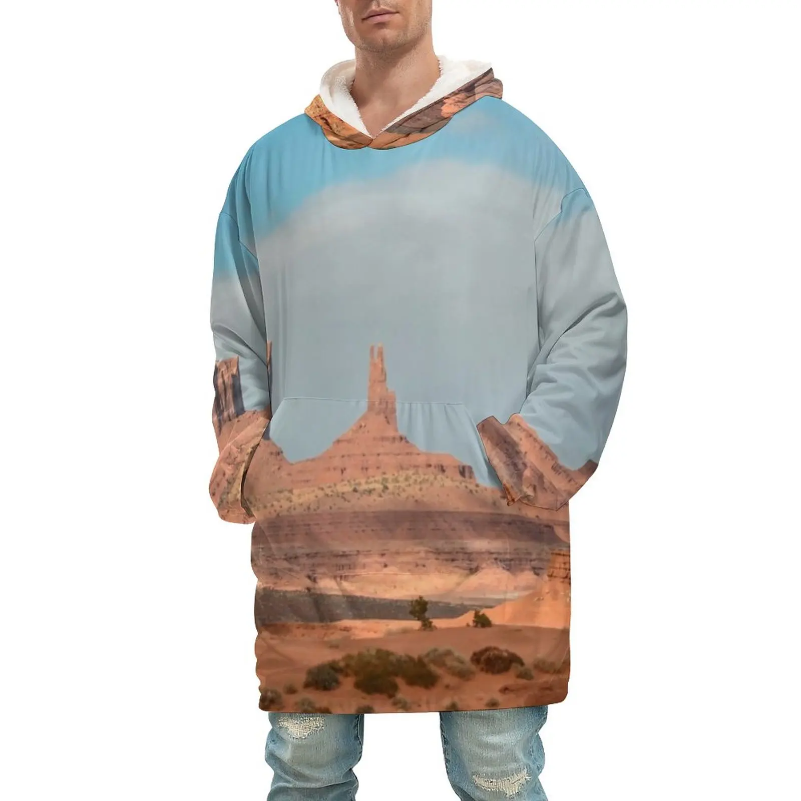 

Одеяло с длинным рукавом, принтом и капюшоном