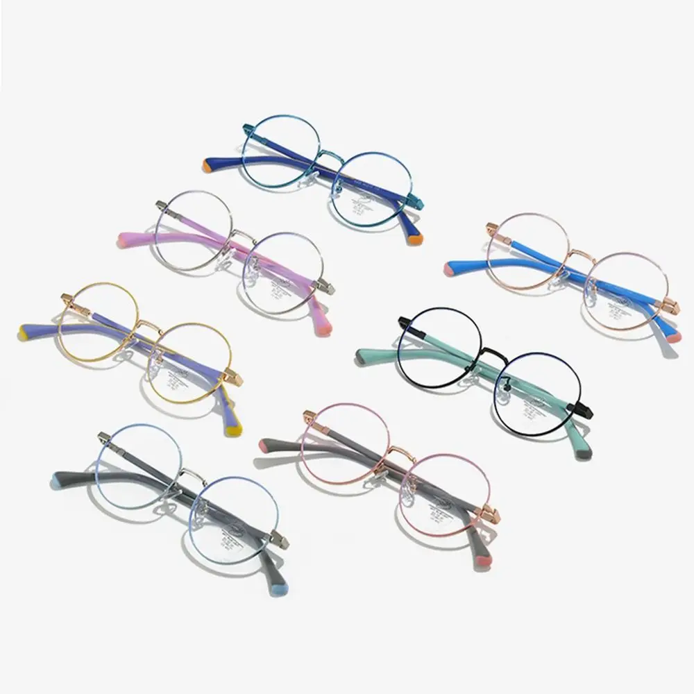 

Blue Ray Blocking Kids Anti-blue Light Glasses Metal Ultralight Round Eyeglasses Eye Protection Frame Eyewear