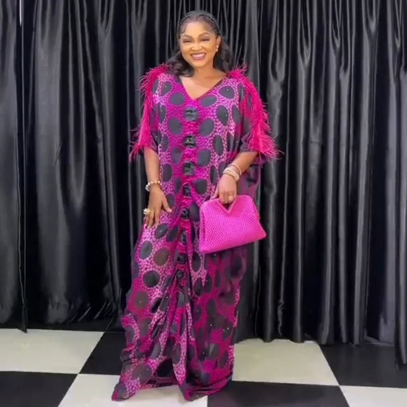 

Dashiki Print Long Dresses African Women Traditional Plus Size Boubou Ankara Outfits Fashion Party Feather Kaftan Femme 2022