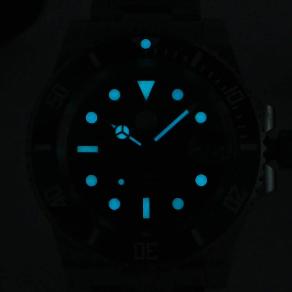 Часы San Martin Мужские механические Автоматические роскошные Светящиеся в темноте с