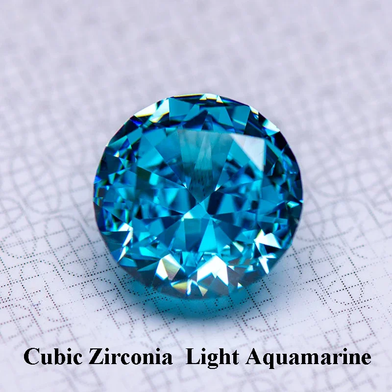 Кубический цирконий измельченный льд светлый аквамарин цвет круглая форма