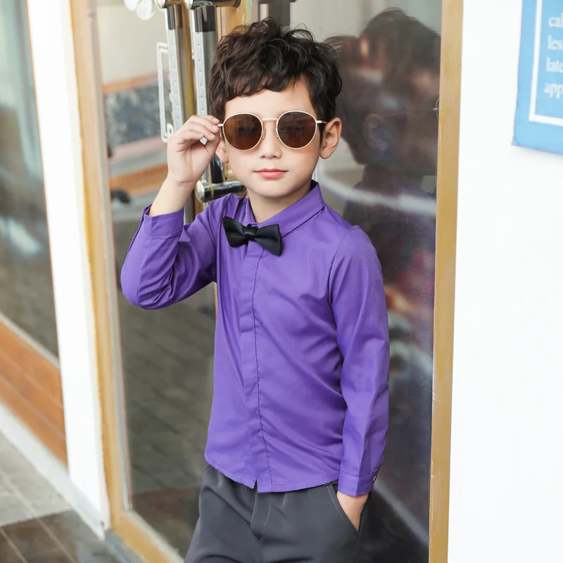 

Shirt For Boys Child Champagne Shirt Children Performance Photography Blouse Kids School Graduation Clothes Ceremony Costume