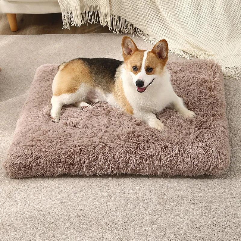 

Pet Dog Bed Pad Kennel Sponge Dog Cat Cushion Square Plush Mats Winter Warm Waterproof Removable Medium Dogs Bed Cat Pad