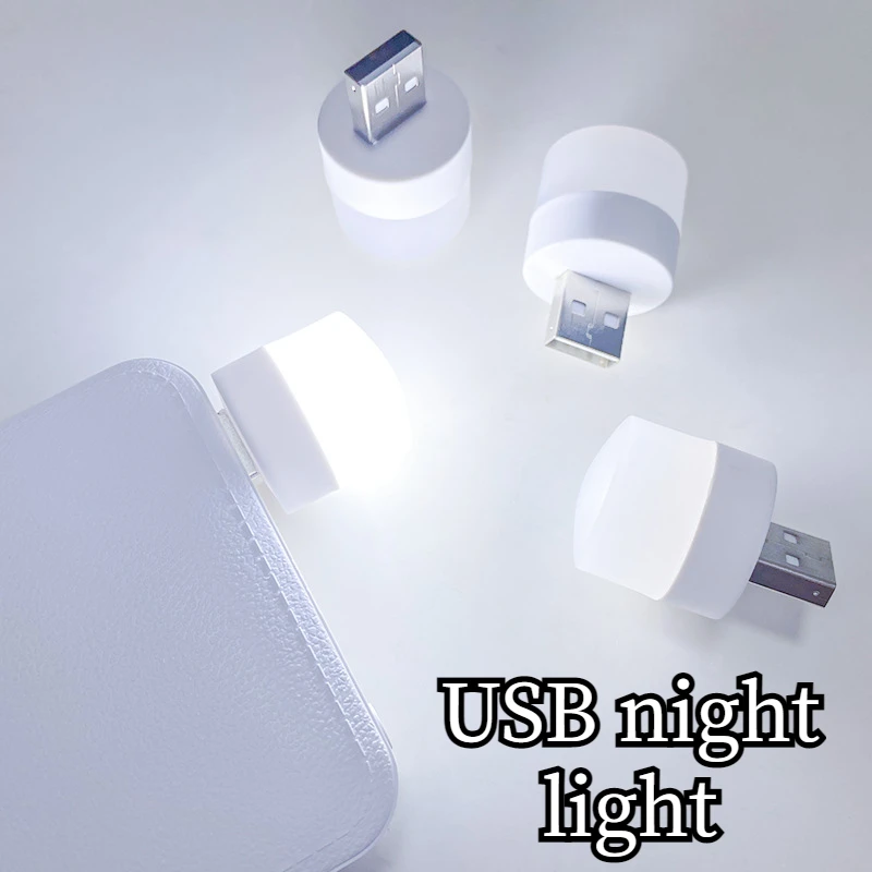USB Plug Lamp Computer Mobile Power Charging USB LED Eye Protection Reading Light Small Book Lamps Small Round Light Night Light