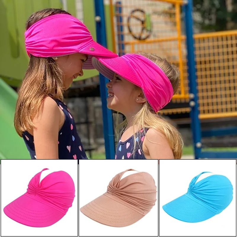 2022 new baby girls summer hat for 1-9 years Colorful toddler sunhats Big Brim beach hats Sunshade baseball cap without top