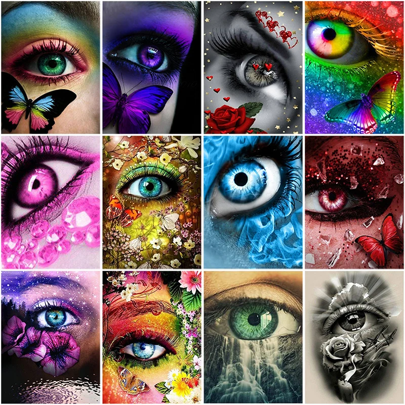 

DIY 5D Diamond Painting Eye Butterfly Diamond Embroidery Abstract Cross Stitch Rhinestone Full Round Square Drill Art Home Decor
