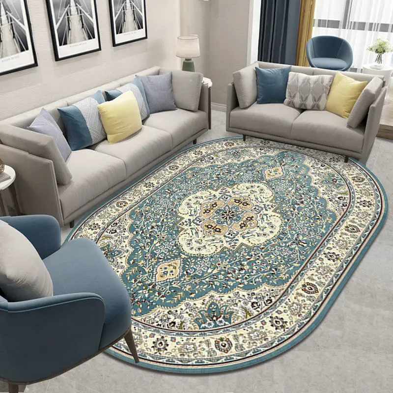 

American Countryside Carpets For Living Room Pastoral Print Oval Rugs For Bedroom Sofa Coffee Table Floor Mat Study Area Rug