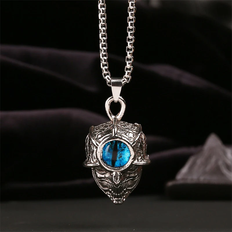 

Ожерелье из титана в стиле хип-хоп, панк, Череп, сталь, индивидуальный тренд, ожерелье с подвеской в виде дьявольского глаза