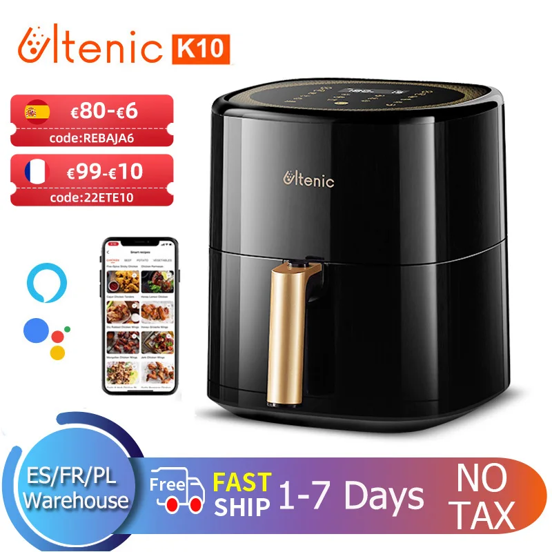 Ultenic K10 Air Fryer Without Oil APP and Voice Control 5L Electric Deep Fryer Oven Oilless Cooker Intelligent Kitchen Appliance