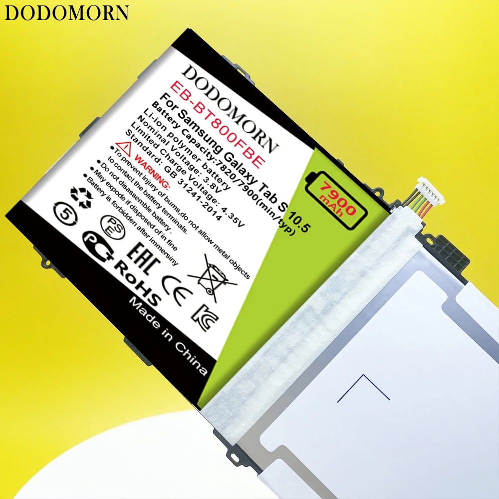 Запасной аккумулятор DODOMORN для планшетов Samsung Galaxy Tab S 10 5 дюйма T800 T801 T805 T805C T807 |