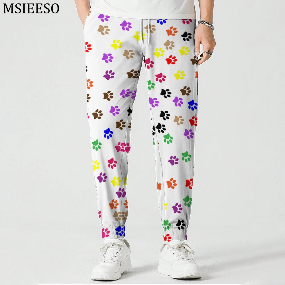Брюки MSIEESO мужские/женские с принтом кошачьих лап тренировочные штаны