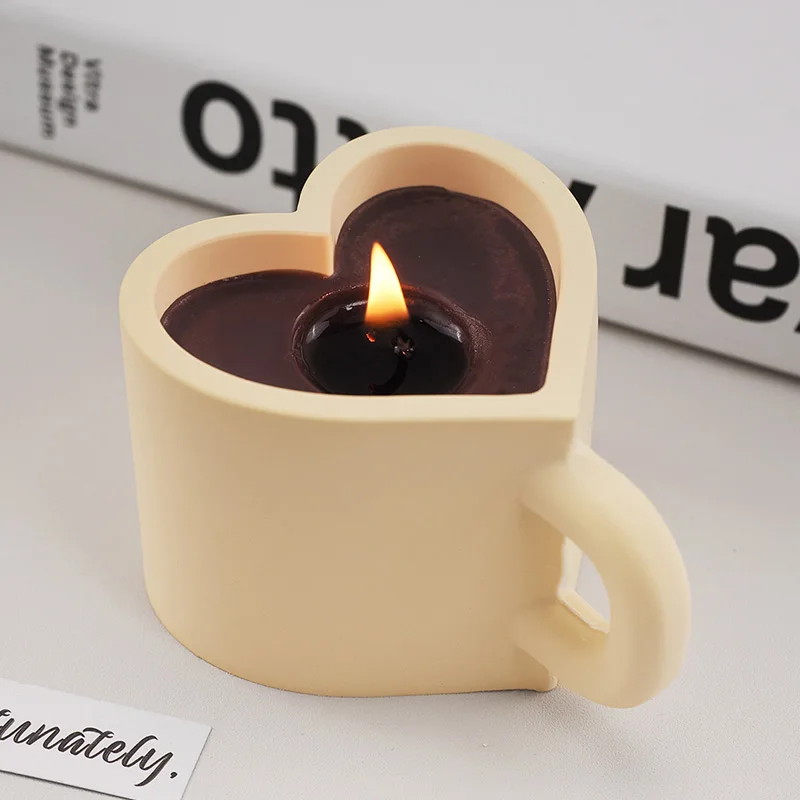Diy Love Heart Кружка Силиконовая форма для свечей Большая ароматическая выпечки мыла