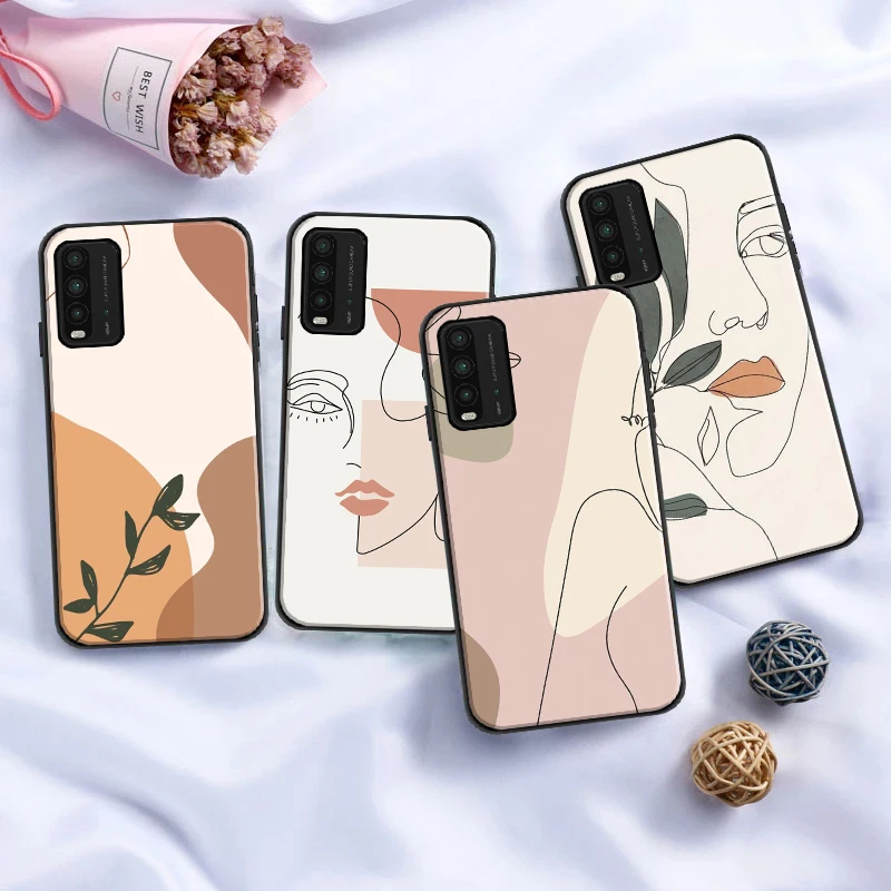 

Abstract Art Line Flower Girl Soft TPU Phone Case For Xiaomi Redmi 9 9i 9AT 9T 9A 9C Note 9 9 9T 9S 9 Pro Max Coque Black Cover