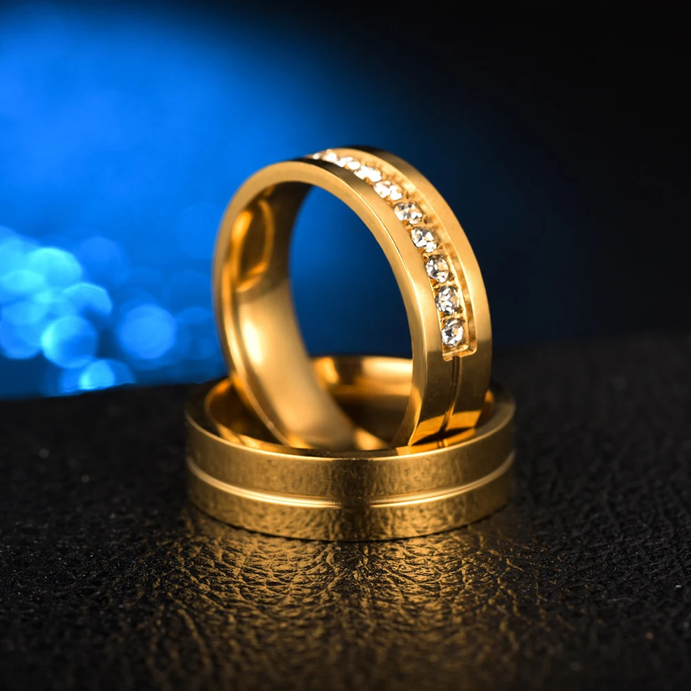 Обручальные кольца золотого цвета для женщин и мужчин ювелирные изделия