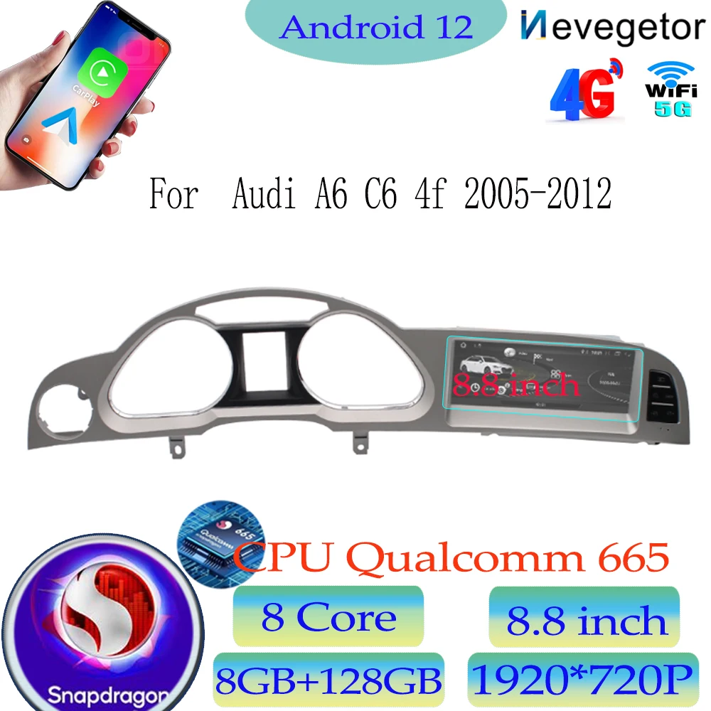 

Восьмиядерный процессор Qualcomm Android 12 для Audi A6 C6 4f 2005-2012 MMI 2G 3G Автомобильный GPS-навигатор радио WIFI 4G BT IPS экран Carplay мультимедиа