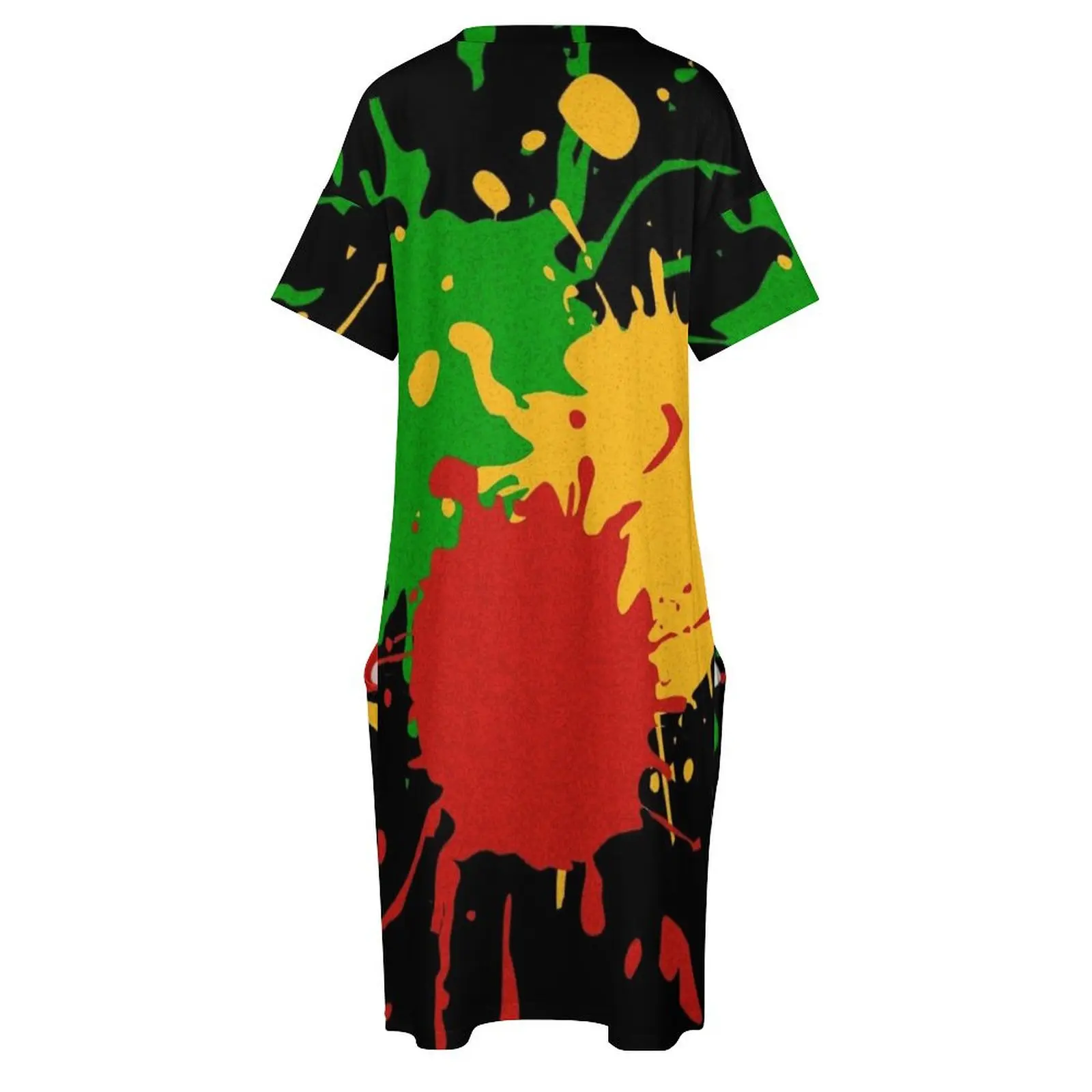 Женское свободное платье Rastafari Colors - Splashes зеленый желтый красный