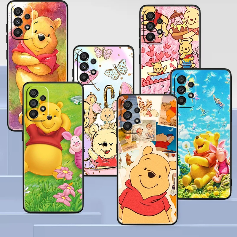 

Winnie the Pooh Disney Black Soft Phone Case For Samsung A73 A72 A71 A54 A53 A52 A51 A42 A33 A32 A23 A22 A21S A13 5G Cover Capa