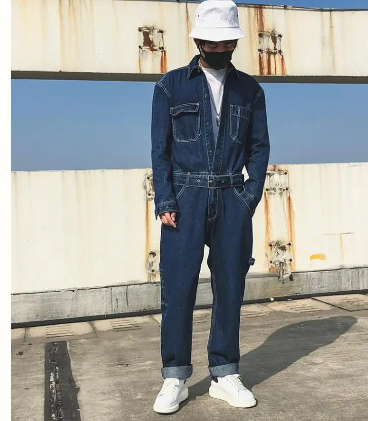Новинка 2023 модный мужской джинсовый комбинезон мужские свободные брюки с