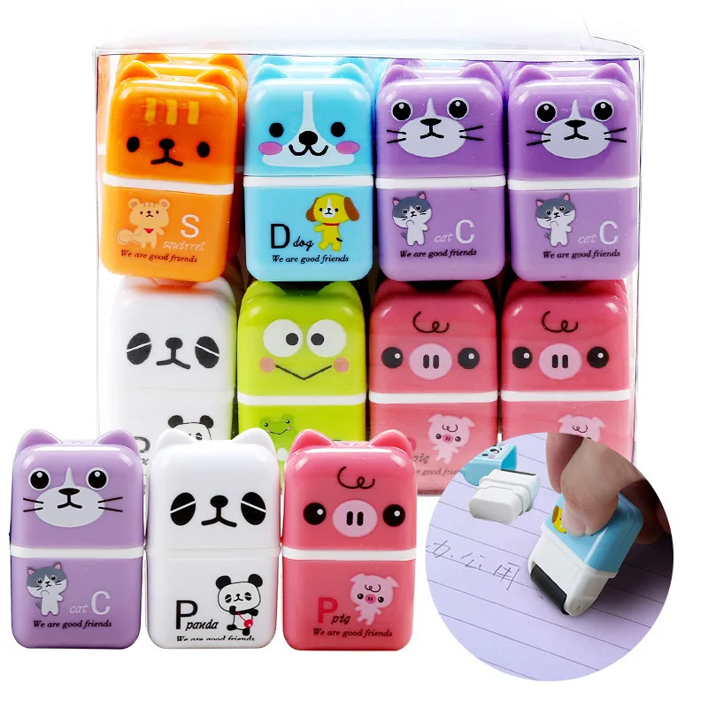 

6pcs Cute Cartoon RollerColorful Rectangle Eraser Rubber Students Stationery Kids Gifts School Office Correction Supplies eraser