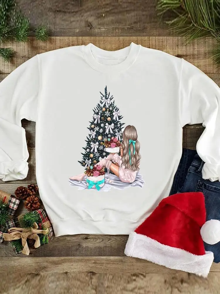 

Holiday Print Fashion Winter Tree Lovely Style Women Merry Christmas Happy New Year Sweatshirts Wear Clothing Graphic Pullovers