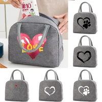 insulated lunch bag love handbag cooler bag thermal cold food container school picnic men women kids trip dinner tote canvas box